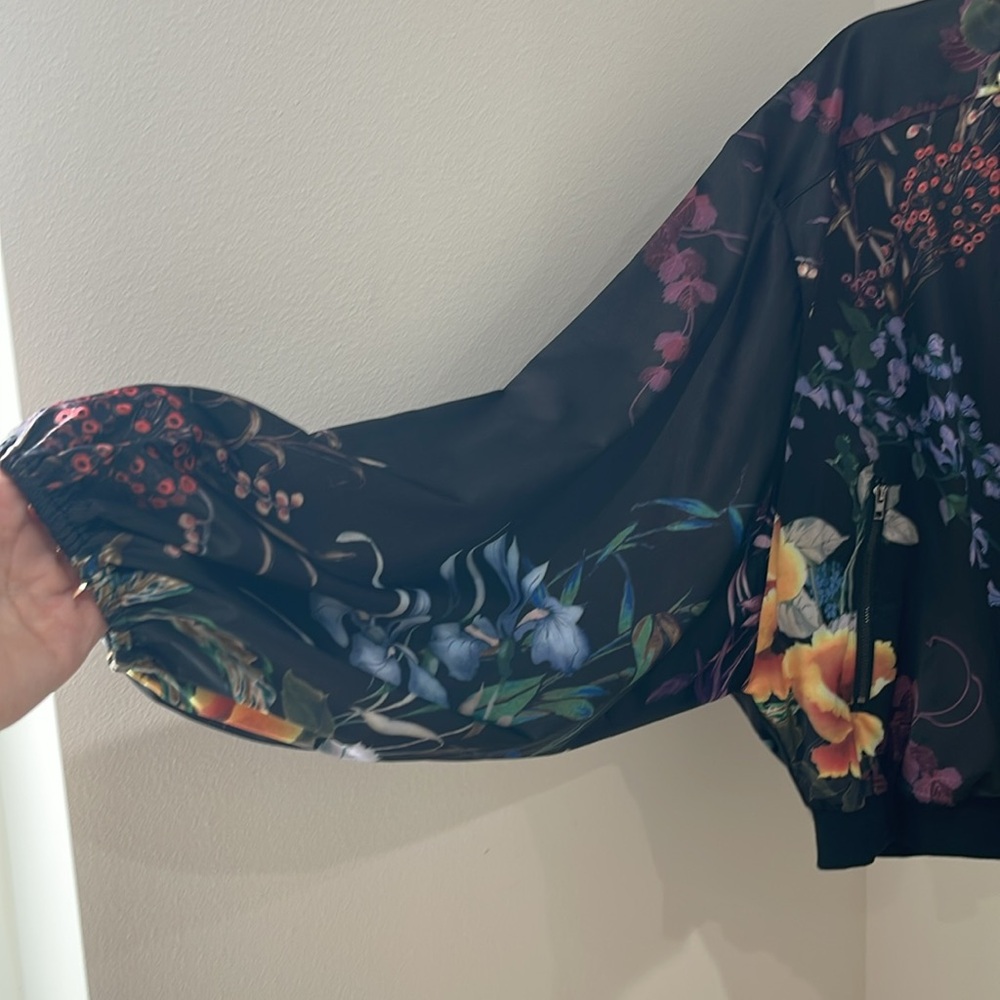 On the Road zip up satin floral jacket. - Picture 4 of 5
